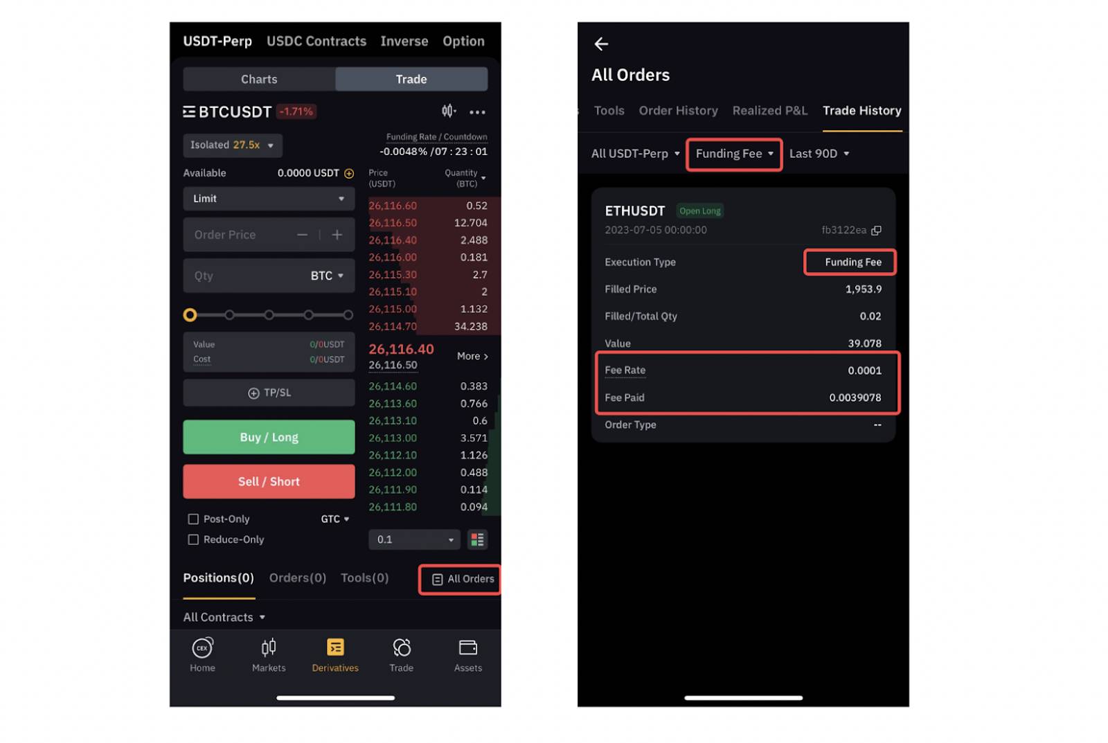 Bybitの資金調達料(スマホ)